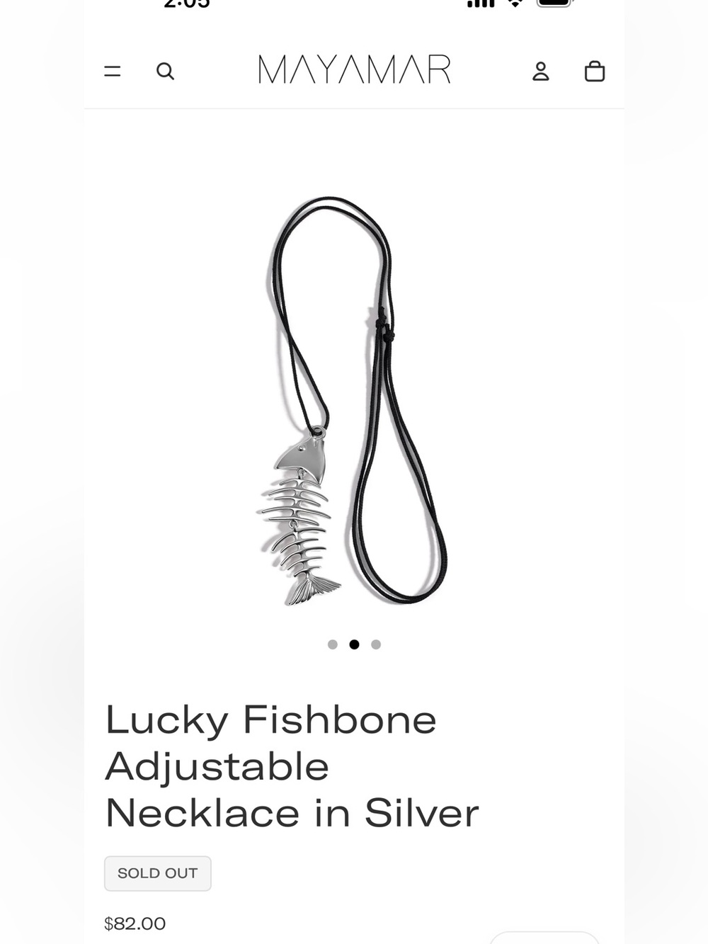 Mayamar Lucky fish silver tone + rope necklace 24k plated